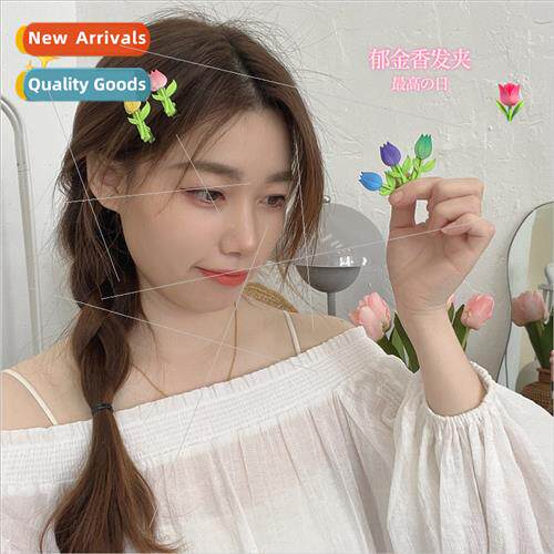 Flower hair clips sweet temperament bangs clip candy color c