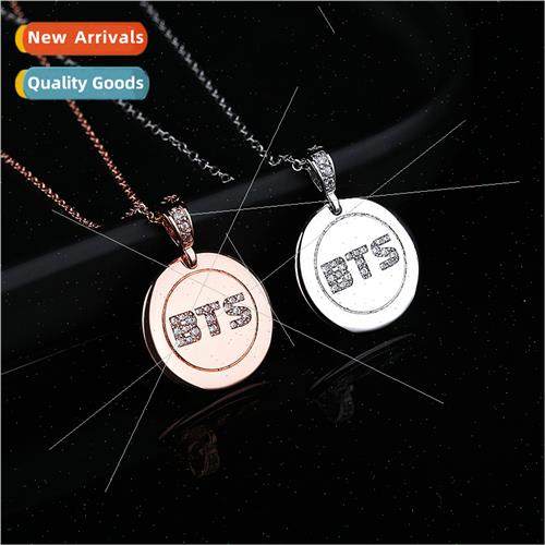 mple BTS women Korea gold-plated pendant full diamonds super