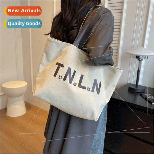 Korea large-capacy canvas bag female new letters printed tot