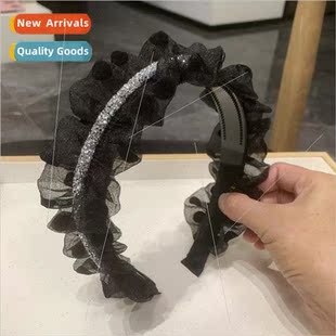 2023 mesh pleated fabric hair bands female ins high cranial