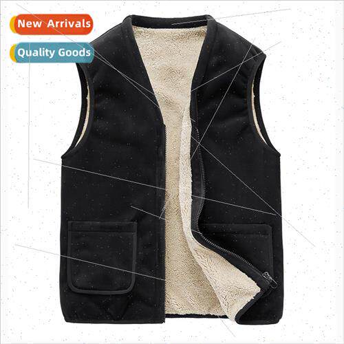 Middle-aged elderly vest men silver fox velvet shoulders win