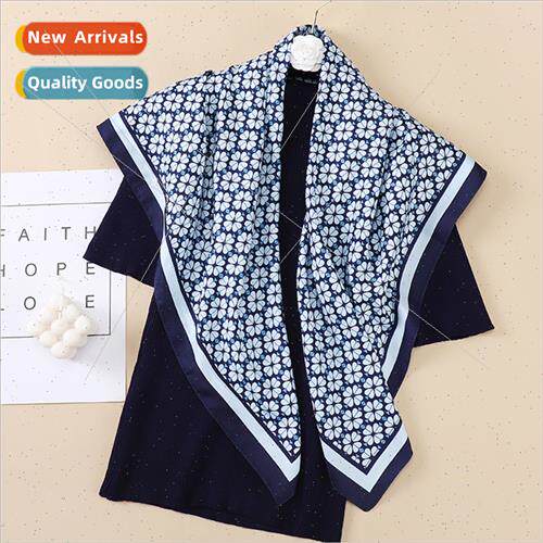 2021 new French retro 90 twill silk large square scarf women