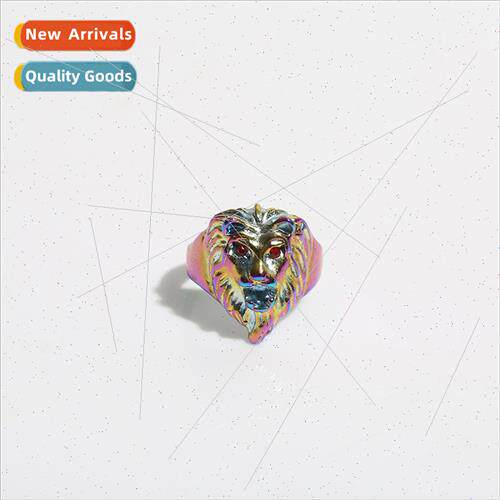 Dazzling colorful domineering lion head ring 适用 women with