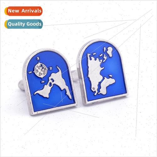 Europe Uned States fashion blue oil cufflinks world patchwor