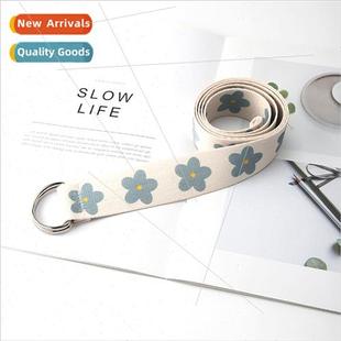 buckle canvas summer double Korean ring female Flower belt