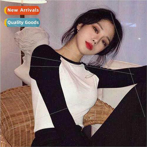 Autumn new retro HK chic tight blouse long-sleeved thin wild