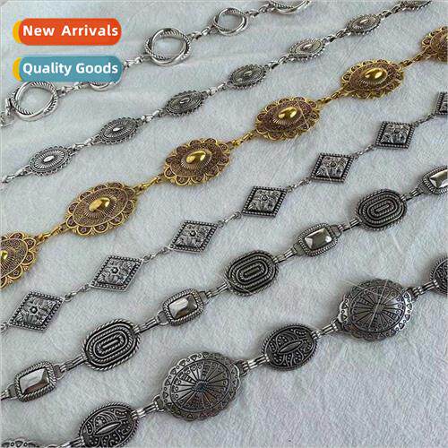 New carved geometric vintage waist chain ladies metal elegan