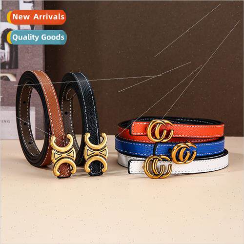 Korea leather letters two-color belt women double-sided belt