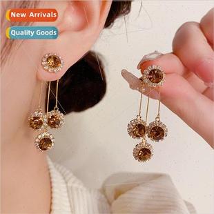 round tassel two Murad earrings zirconia wear delicate curry