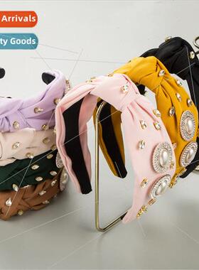 Hair bands Europe new pearl rhinestone hair bands simple kno