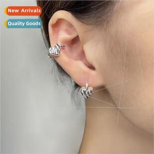 Love ear clips wind 2023 new tide multilateral faceted delic