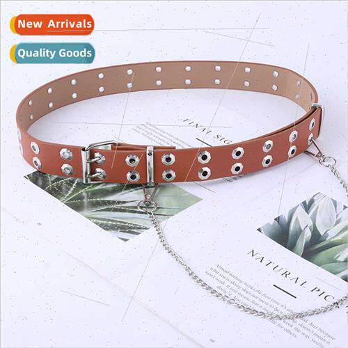 Chain belt women fashion double rows chicken eye buckle holl
