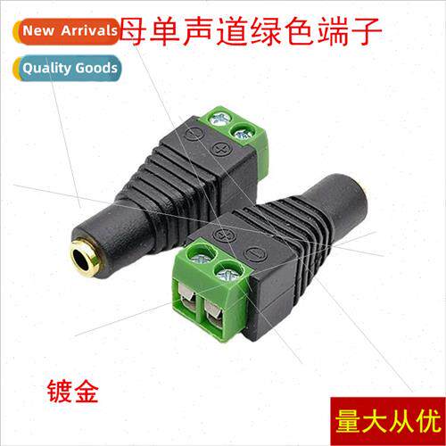 Solder- Gold-Plated 3.5mm Audio Mono Female to Green Termina