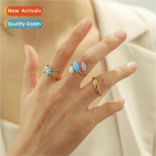 dopamine color stainless Europe open retro steel flo fashion