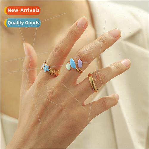 Europe fashion retro dopamine color stainless steel open flo