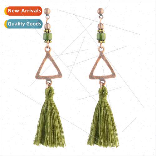 Korean wind jewelry Jane personalized triangle long tassel e