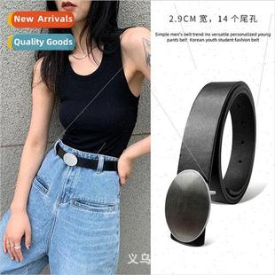 ladies smooth female pants belt simple Ins buckle