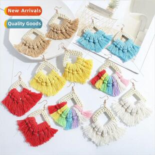 Europe new ethnic cotton thread weaving tassel fan-shaped ea