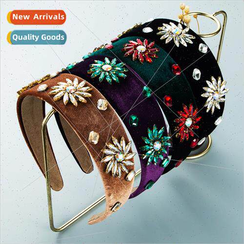 Hair bands Europe new baroque new velvet gemstone headband