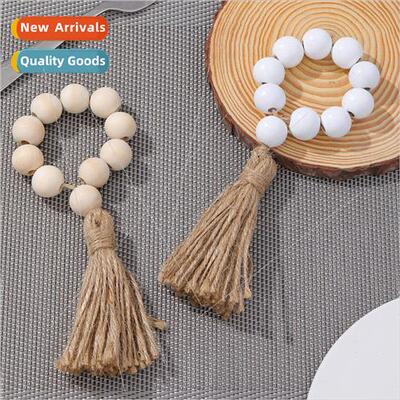 Europe Uned States wood beads tassel napkin ring rustic wind