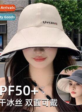 Sunscreen hat female summer double-sided wear hundred ice si