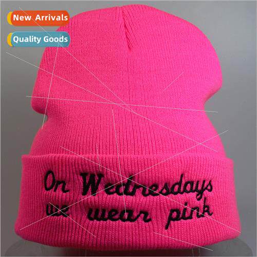 popular women  I WEAR PINK letters embroidery kn cap cap war