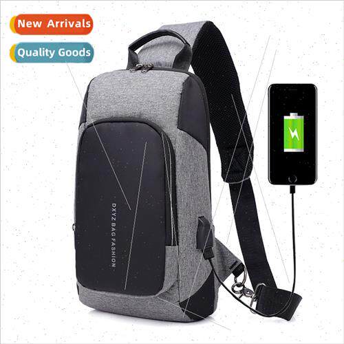 new men chest bag USB charging large capacy canvas bag outdo