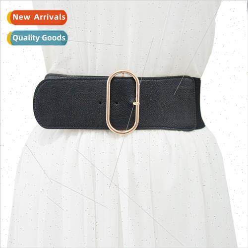 Europe Women Belt Casual Decorative Oval Buckle Elastic Cors