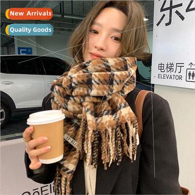 Scarf female winter 2023 new Korean hometown retro plaid ima