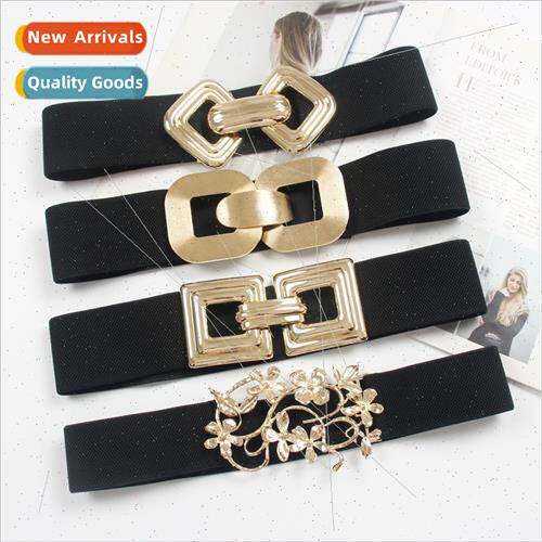 new retro geometric gold metal large diamond double ring buc