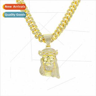 Europe vintage diamond encrusted portra pendant necklace men