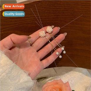 tassel niche earrings Korea stu pin camellia silver New S925