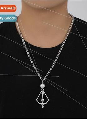 simple stainless steel Eros Cupid arrow pearl pendant tanium