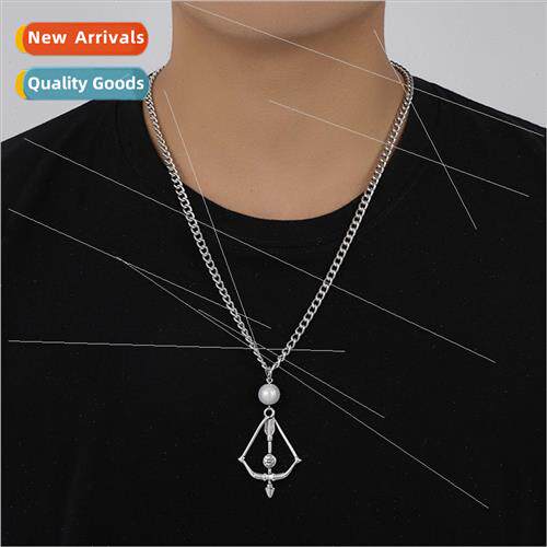 simple stainless steel Eros Cupid arrow pearl pendant tanium