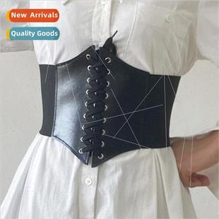 Tie Decorative Waistband Belt Vintage Black Skirt Elas Women