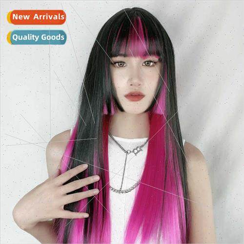 Korean wig female gradient air bangs long hair picking long