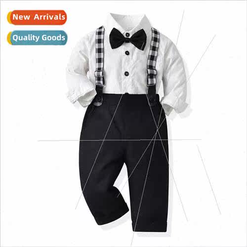 Autumn Childrens Suit 2021 Long Sleeve Bow Tie Shirt Back Pa