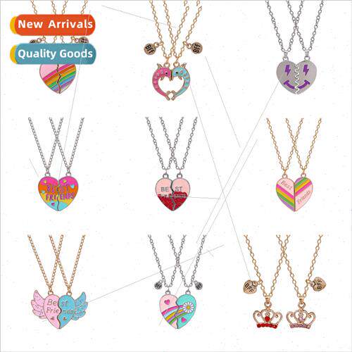 Best Friends Necklace Alloy Oil Drip Kids Love Butterfly Pen