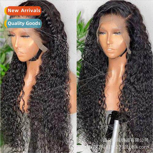 Europe Ladies Wigs Front Lace Black Long Small Curly Hair Af
