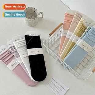 Summer Rolled Thin Women Bre Sheer Spring Color Socks Cream