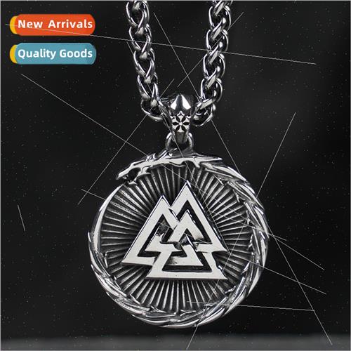 Viking Poison Dragon Odin Triangle Symbol Pendant Necklace M