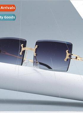 2A307 Frameless Cut Edge Square Sunglasses Retro Sunglasses