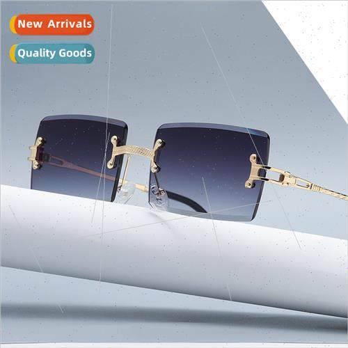 2A307 Frameless Cut Edge Square Sunglasses Retro Sunglasses