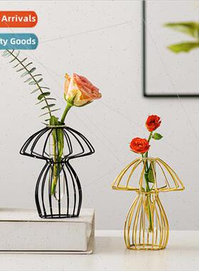 Scandinavian creative iron glass flower vase living room dec