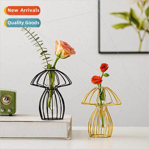 Scandinavian creative iron glass flower vase living room dec
