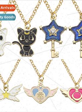Anime  alloy oil drop cat American Girl Warrior necklace new