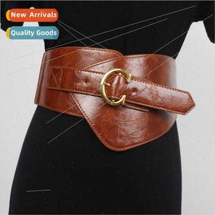 Waistband Outer Women Wide Belt dress Skirt Stch Red Curry B