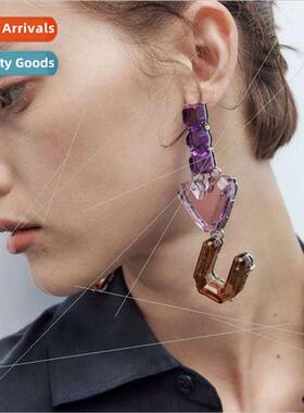 earringsEurope ZAR retro resin earrings creative purple love