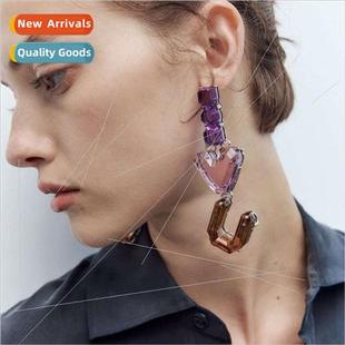 resin retro earrings creative love earringsEurope purple ZAR