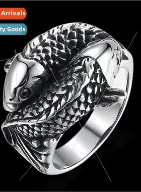 Europe Trend Men Stainless Steel Punk Ring Pisces Ring Jewel